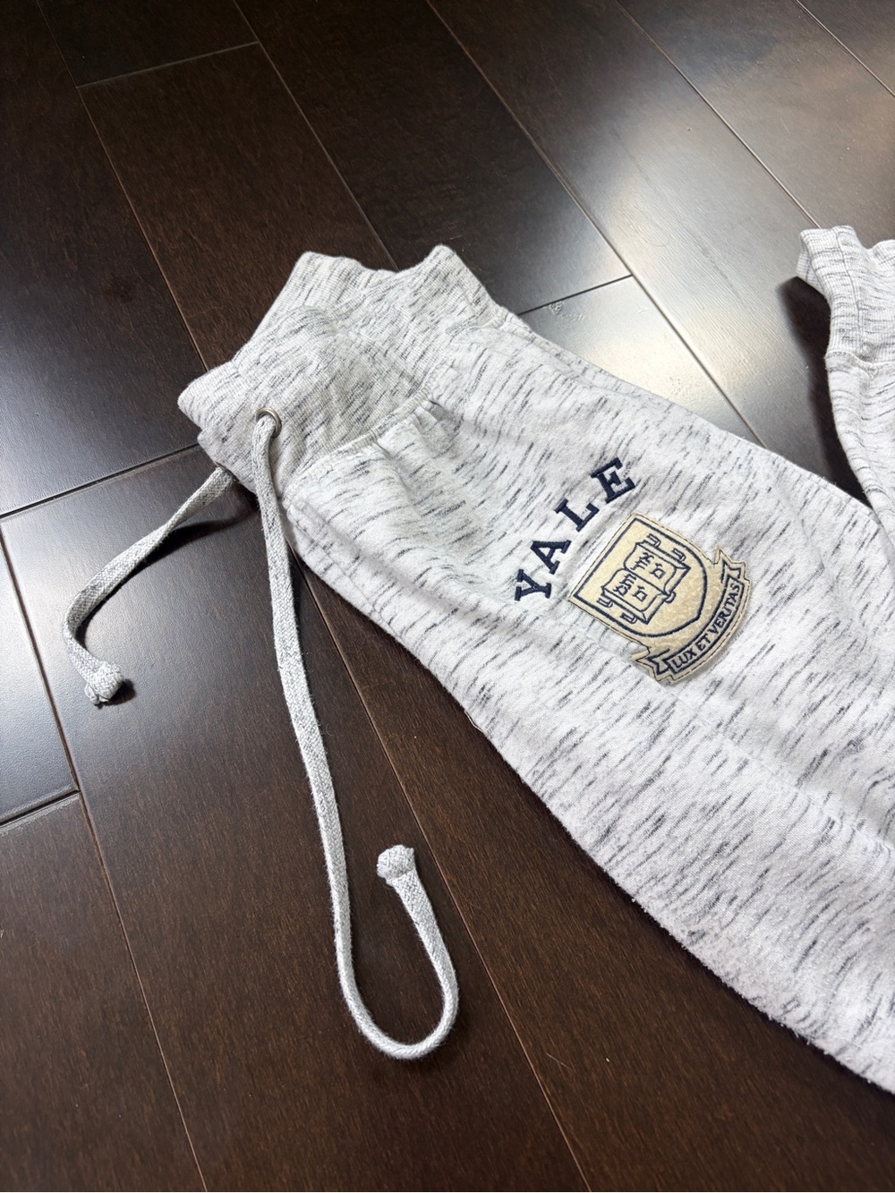 Yale Gray Marled Sweatpants with Crest